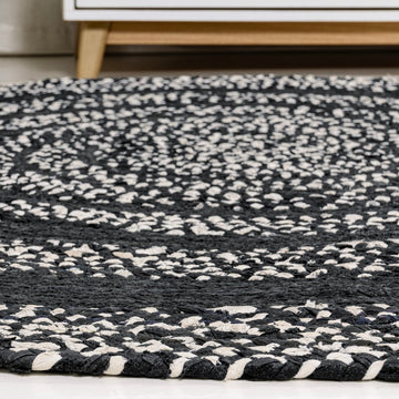 Abyss Braided Bohemian Coastal Round Jute Area Rug